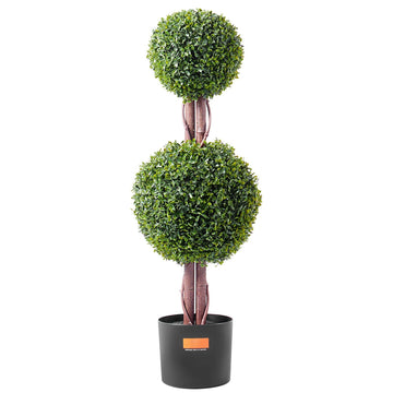 Artificial Boxwood Double Ball Topiary Trees, 36 Inch, Set of 2