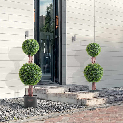 Artificial Boxwood Double Ball Topiary Trees, 36 Inch, Set of 2