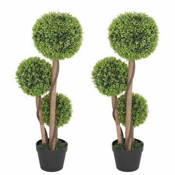 Artificial Boxwood Set of 2, 90cm, Indoor/Outdoor Green