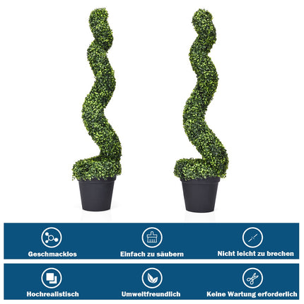 Artificial Boxwood Spiral Tree Set of 2, 4 ft, Potted