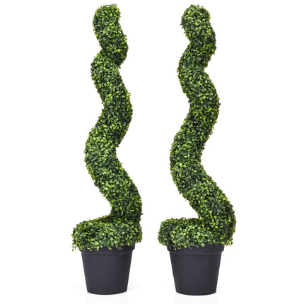 Artificial Boxwood Spiral Tree Set of 2, 4 ft, Potted