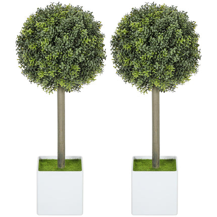 Artificial Boxwood Topiary Set, 45cm, UV-Resistant