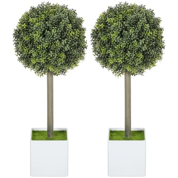 Artificial Boxwood Topiary Set, 45cm, UV-Resistant