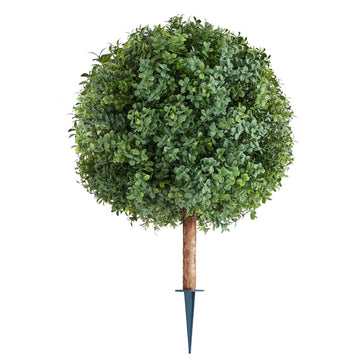 Artificial Boxwood Topiary Trees Set of 2, 27 In, Spikes