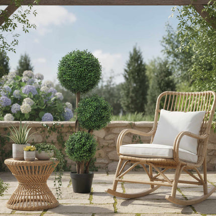 Artificial Boxwood Topiary, Triple Ball Design, 100 cm, Green