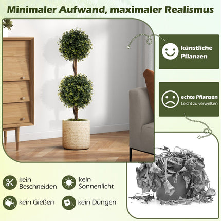 Artificial Boxwood Trees with Pot, 90cm, Set of 2