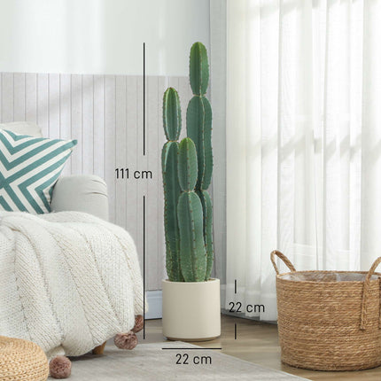 Artificial Cactus Plant in Pot, 111 cm Tall, Green