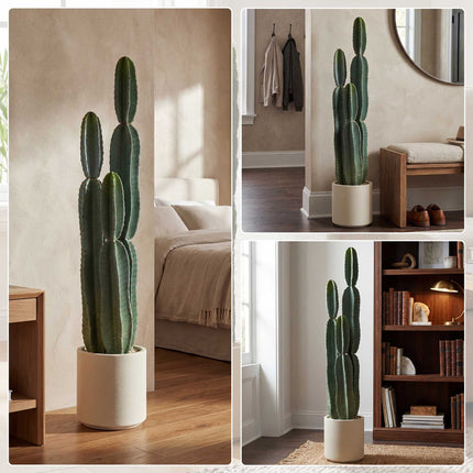 Artificial Cactus Plant in Pot, 111 cm Tall, Green