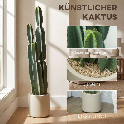 Artificial Cactus Plant in Pot, 111 cm Tall, Green