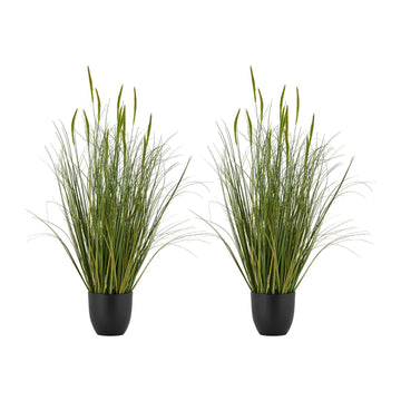 Artificial Cattail Grass in Pot, 2 Pack, 35 Inch