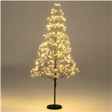 Artificial Cedar Lighted Tree 120cm, 800 Warm LEDs, Black