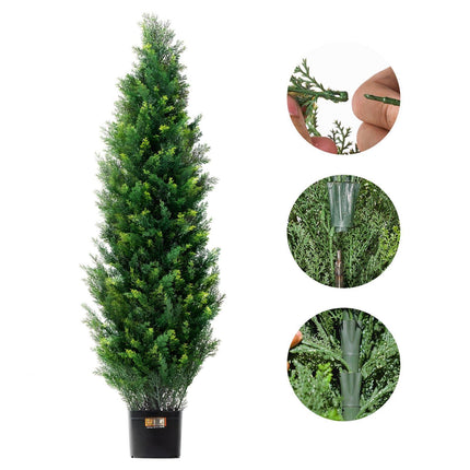 Artificial Cedar Topiary Trees, 2-Pack 48-Inch UV Resistant