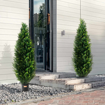 Artificial Cedar Topiary Trees, 2-Pack 48-Inch UV Resistant