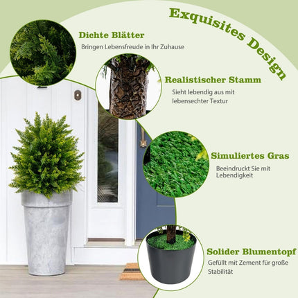 Artificial Cedar Topiary Trees, 2-Pack, 55 cm, UV Resistant