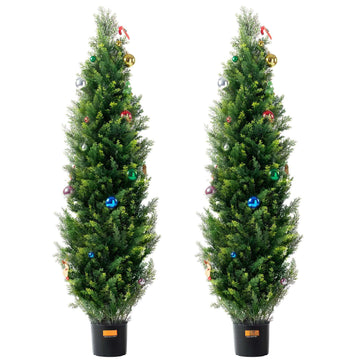 Artificial Cedar Topiary Trees, 2 Pack 60 in UV Resistant