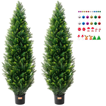 Artificial Cedar Topiary Trees, 2 Pack 60 in UV Resistant