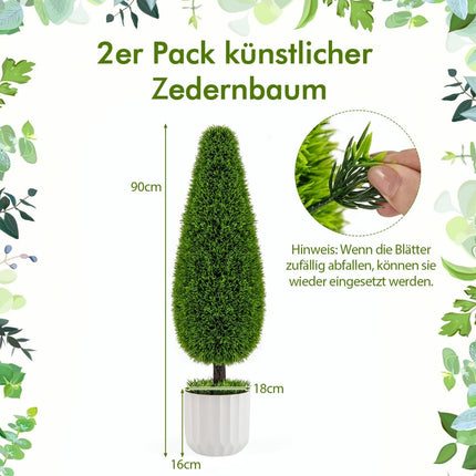 Artificial Cedar Tree with Pot, 90cm, Set of 2