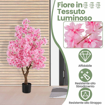 Artificial Cherry Blossom Tree 118 cm, Pink, Cement Base