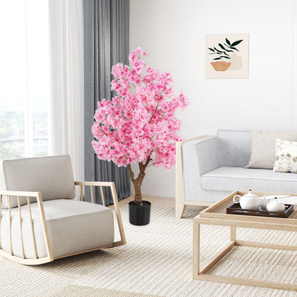 Artificial Cherry Blossom Tree 118 cm, Pink, Cement Base