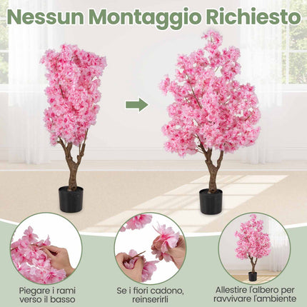 Artificial Cherry Blossom Tree 118 cm, Pink, Cement Base