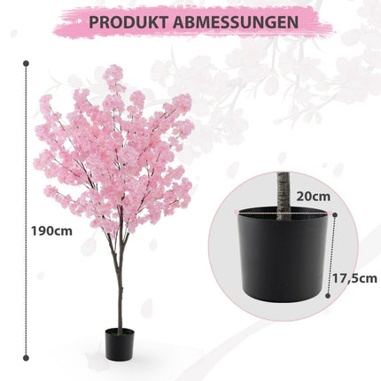 Artificial Cherry Blossom Tree, 190 cm, Pink Flowers