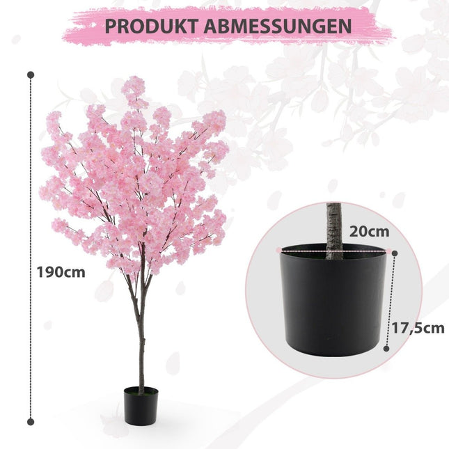 Artificial Cherry Blossom Tree, 190 cm, Pink Flowers