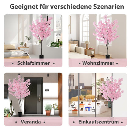 Artificial Cherry Blossom Tree, 190 cm, Pink Flowers