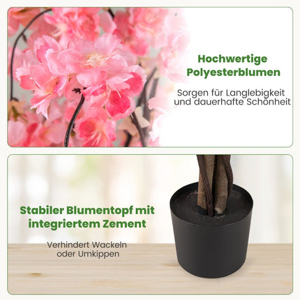 Artificial Cherry Blossom Tree in Pot, 163 cm, Pink Flowers