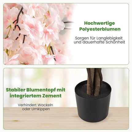 Artificial Cherry Blossom Tree in Pot, 163 cm, White Flowers