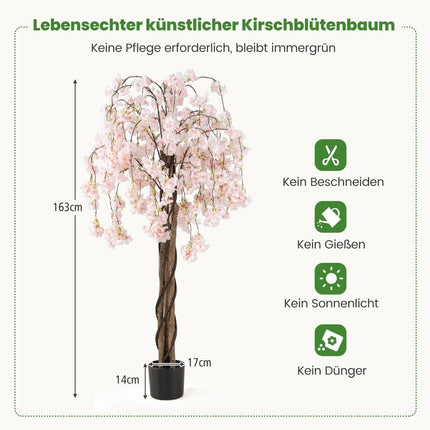 Artificial Cherry Blossom Tree in Pot, 163 cm, White Flowers