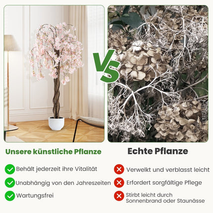 Artificial Cherry Blossom Tree in Pot, 163 cm, White Flowers