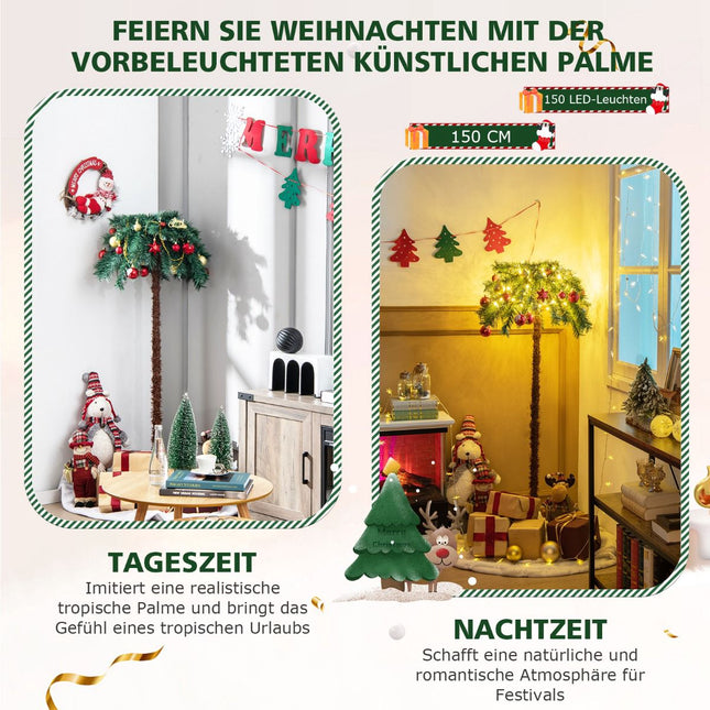 Artificial Christmas Palm Tree 150 cm, 150 Warm White LEDs
