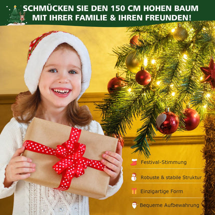 Artificial Christmas Palm Tree 150 cm, 150 Warm White LEDs