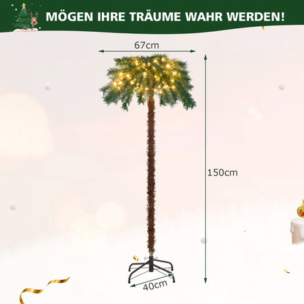 Artificial Christmas Palm Tree 150 cm, 150 Warm White LEDs