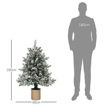 Artificial Christmas tree, 100cm, snowy, flame retardant