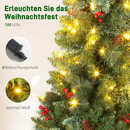 Artificial Christmas Tree, 120 cm, 100 LED Lights, 8 Modes
