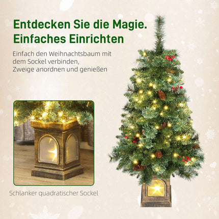 Artificial Christmas Tree, 120 cm, 100 LED Lights, 8 Modes
