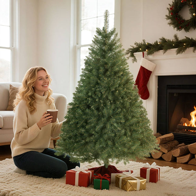 Artificial Christmas Tree, 150 cm, Hinged Branches, Metal Stand