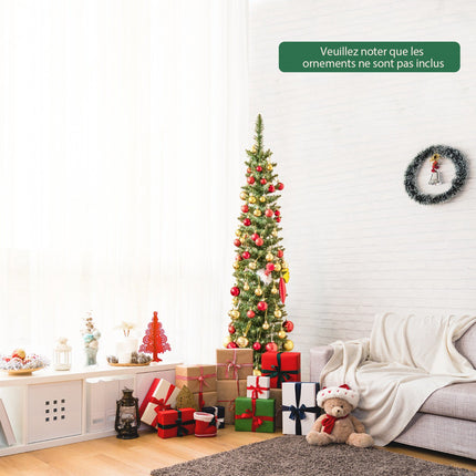 Artificial Christmas Tree 150cm, Pre-Lit 150 LEDs, Slim