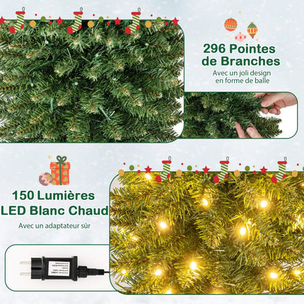 Artificial Christmas Tree 150cm, Pre-Lit 150 LEDs, Slim