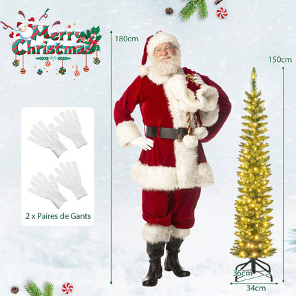Artificial Christmas Tree 150cm, Pre-Lit 150 LEDs, Slim