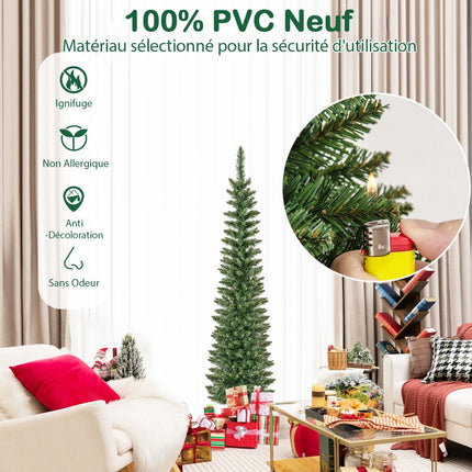 Artificial Christmas Tree 150cm, Pre-Lit 150 LEDs, Slim