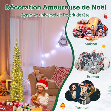Artificial Christmas Tree 150cm, Pre-Lit 150 LEDs, Slim