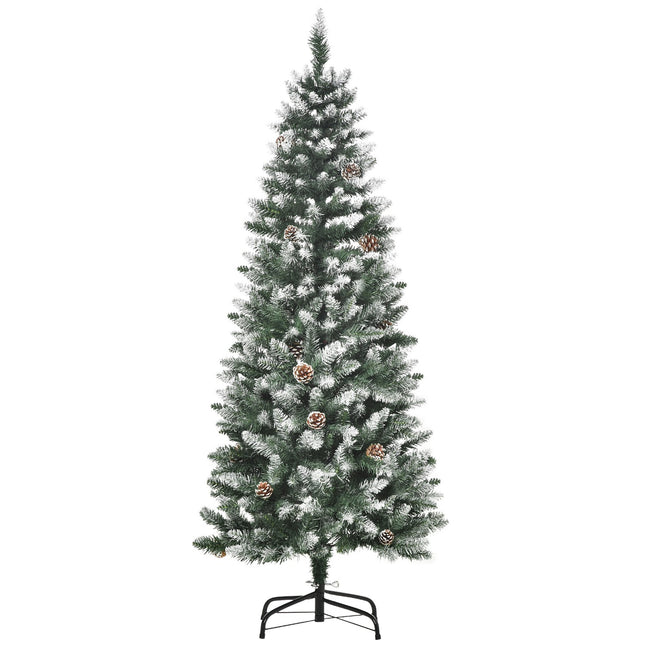 Artificial Christmas Tree, 150 cm, Snowy Branches, Pinecones