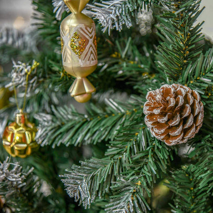 Artificial Christmas Tree, 150 cm, Snowy Branches, Pinecones
