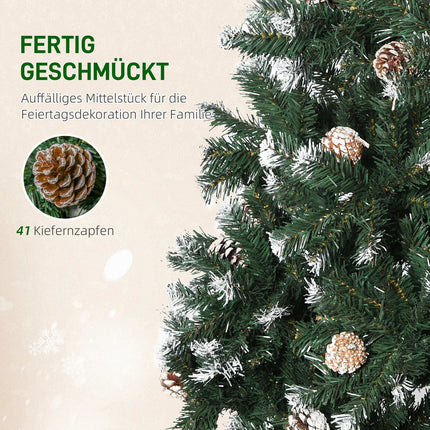 Artificial Christmas Tree, 150 cm, Snowy Branches, Pinecones