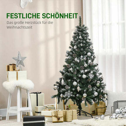 Artificial Christmas Tree, 150 cm, Snowy Branches, Pinecones