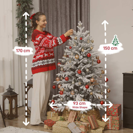 Artificial Christmas Tree, 150cm Snowy Pine, 1162 Branches