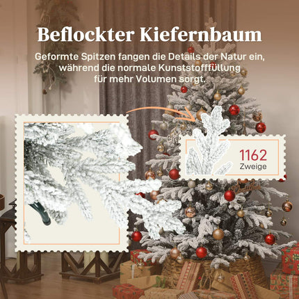 Artificial Christmas Tree, 150cm Snowy Pine, 1162 Branches