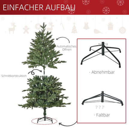 1.5M Artificial Christmas Tree, PVC, Metal Base, Green